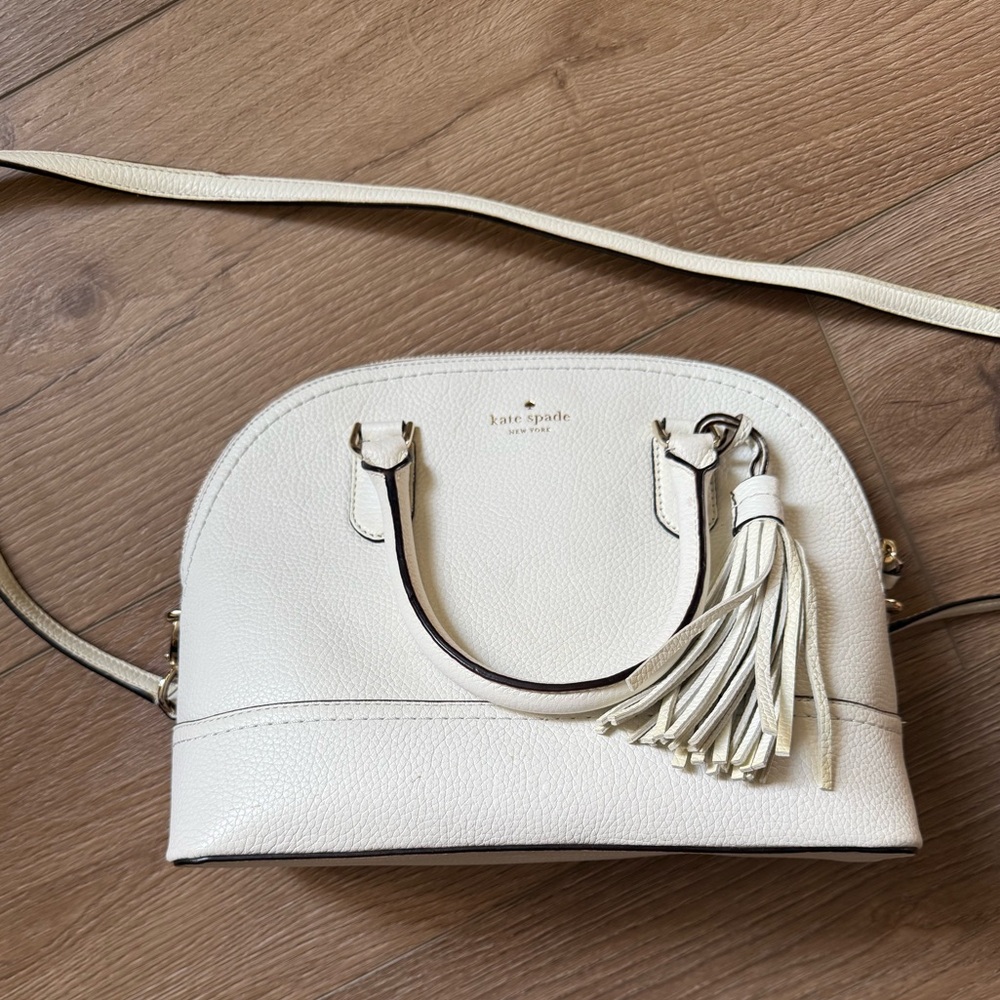Kate Spade Ivory Crossbody Bag with Tassel
